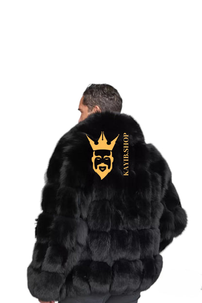 Luxury Black Fox Fur Parka for Men: Embrace Winter in Style - kayibstrore