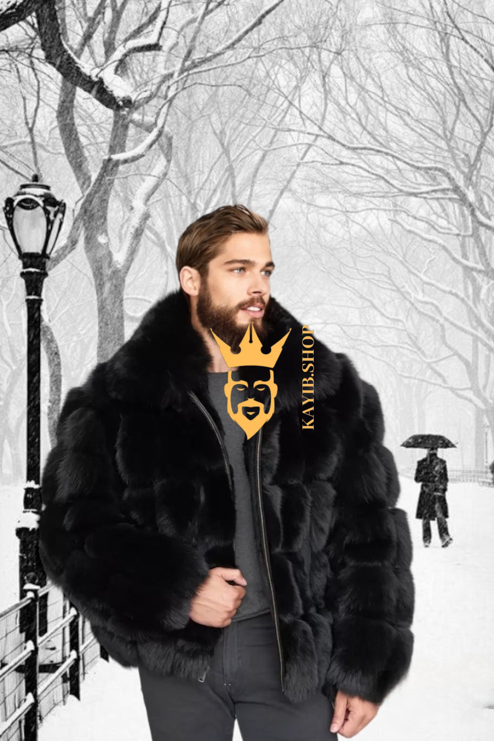 Luxury Black Fox Fur Parka for Men: Embrace Winter in Style - kayibstrore