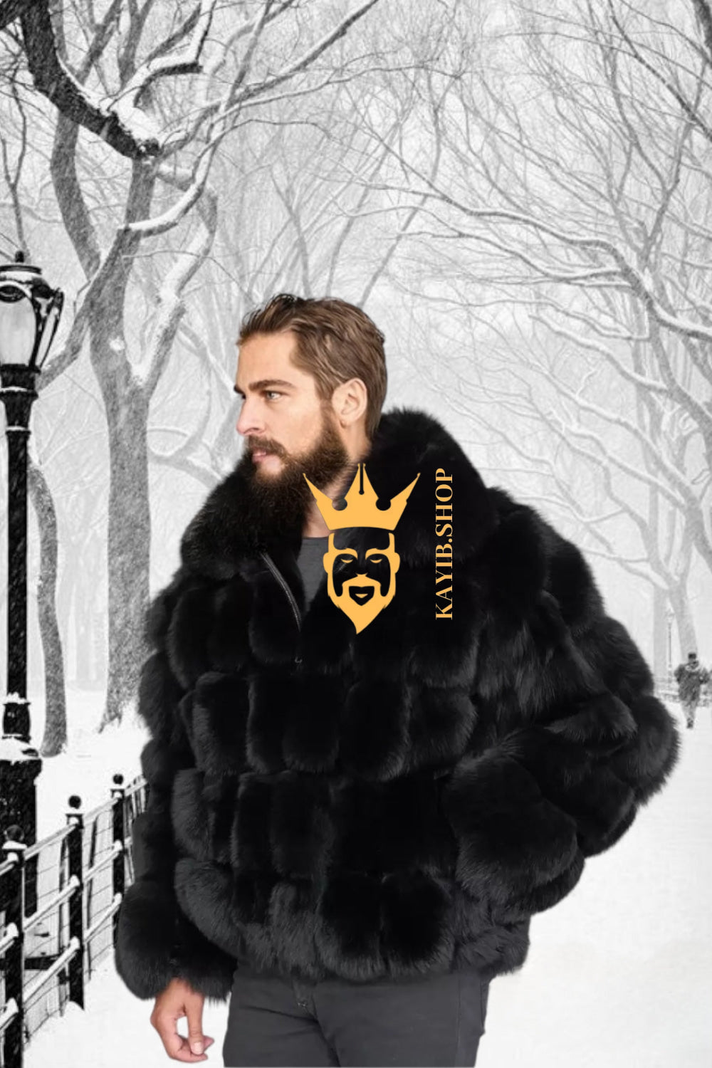 Luxury Black Fox Fur Parka for Men: Embrace Winter in Style - kayibstrore