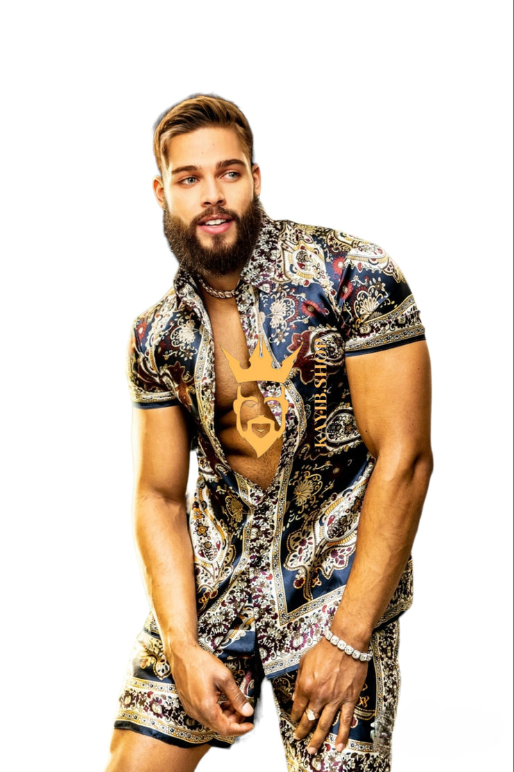 Barocco Print Silk Set - Elevate your summer style with personalized luxury and unmatched comfort. - kayibstrore