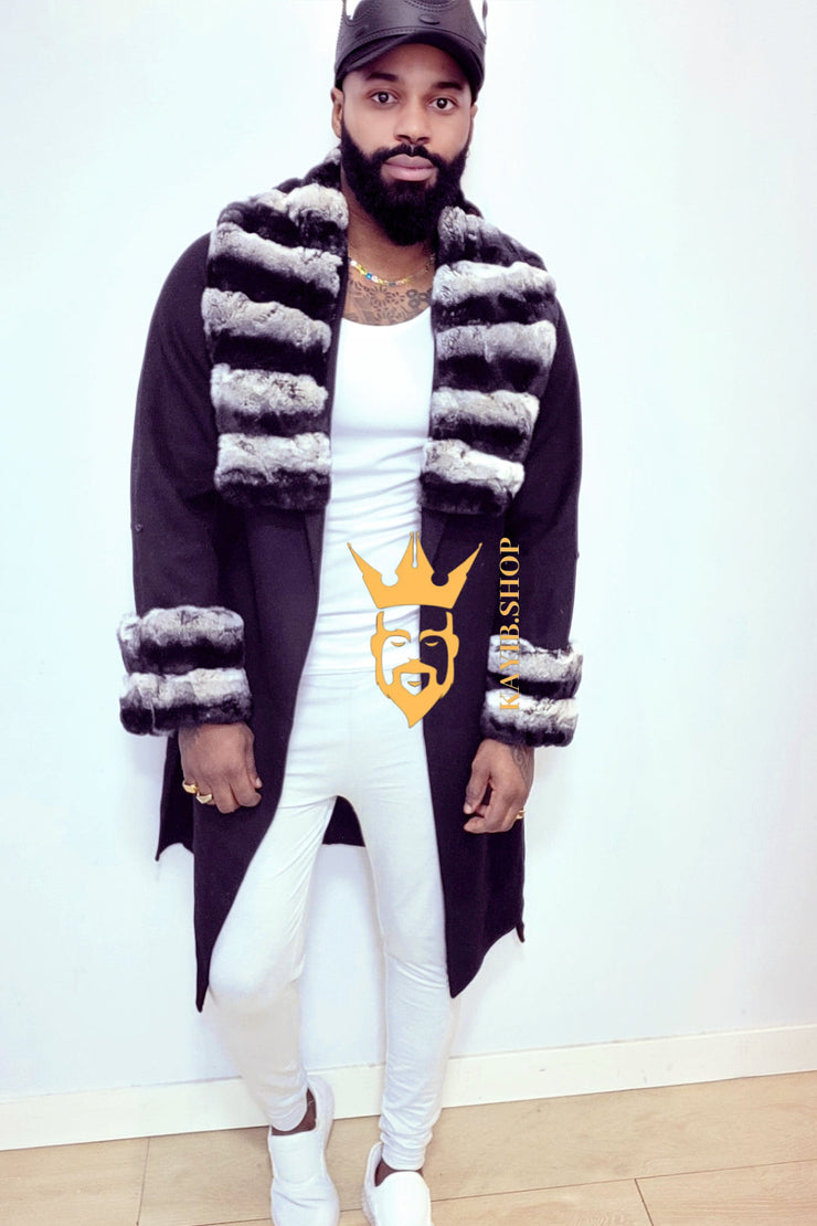 Handmade Premium Cashmere & 100% wool Real Fur Coats: Men&