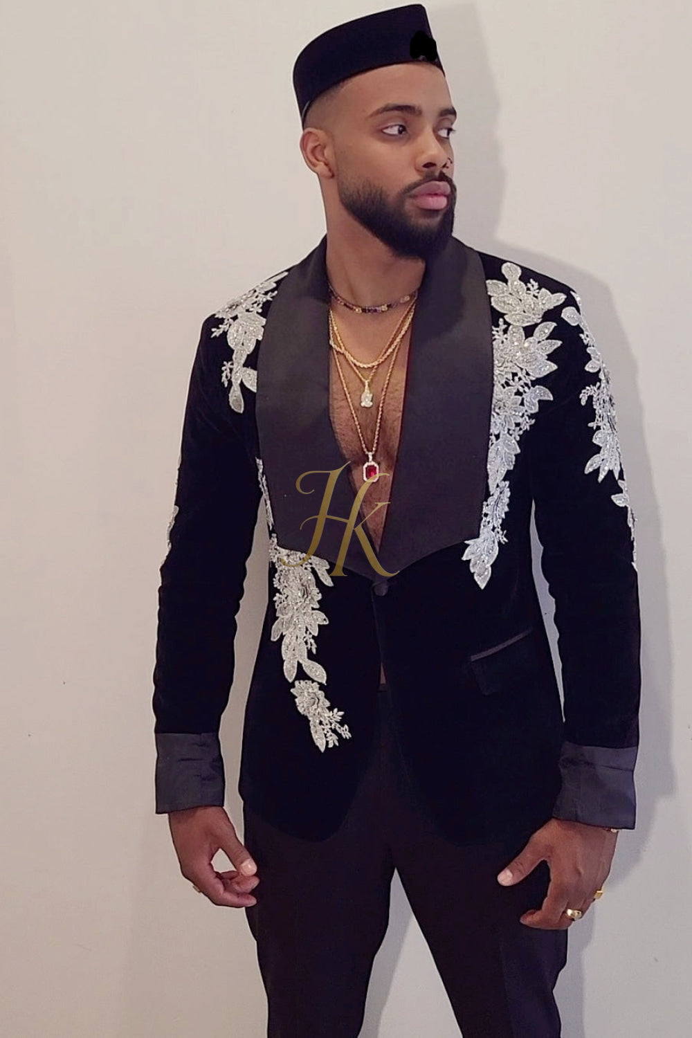 Best Handmade Custom velvet blazer Men's Suit with Sheer Velvet Lapel - Elevate Formal Style | KAYIB - kayibstrore