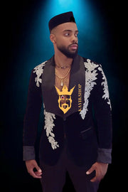 Luxury Handmade Custom velvet blazer Men's Suit with Sheer Velvet Lapel - Elevate Formal Style | KAYIB - kayibstrore