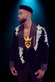 Luxury Handmade Custom velvet blazer Men's Suit with Sheer Velvet Lapel - Elevate Formal Style | KAYIB - kayibstrore