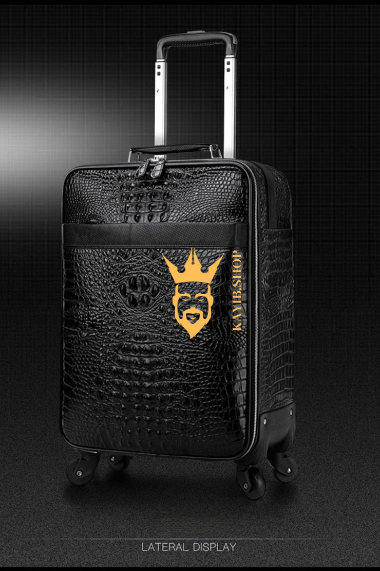 Premium Genuine Leather Crocodile Pattern Travel Luggage Set | Durable Trolley Suitcase & Handbag Backpack | Luxury First-Layer Cowhide | Spacious & Stylish - kayibstrore