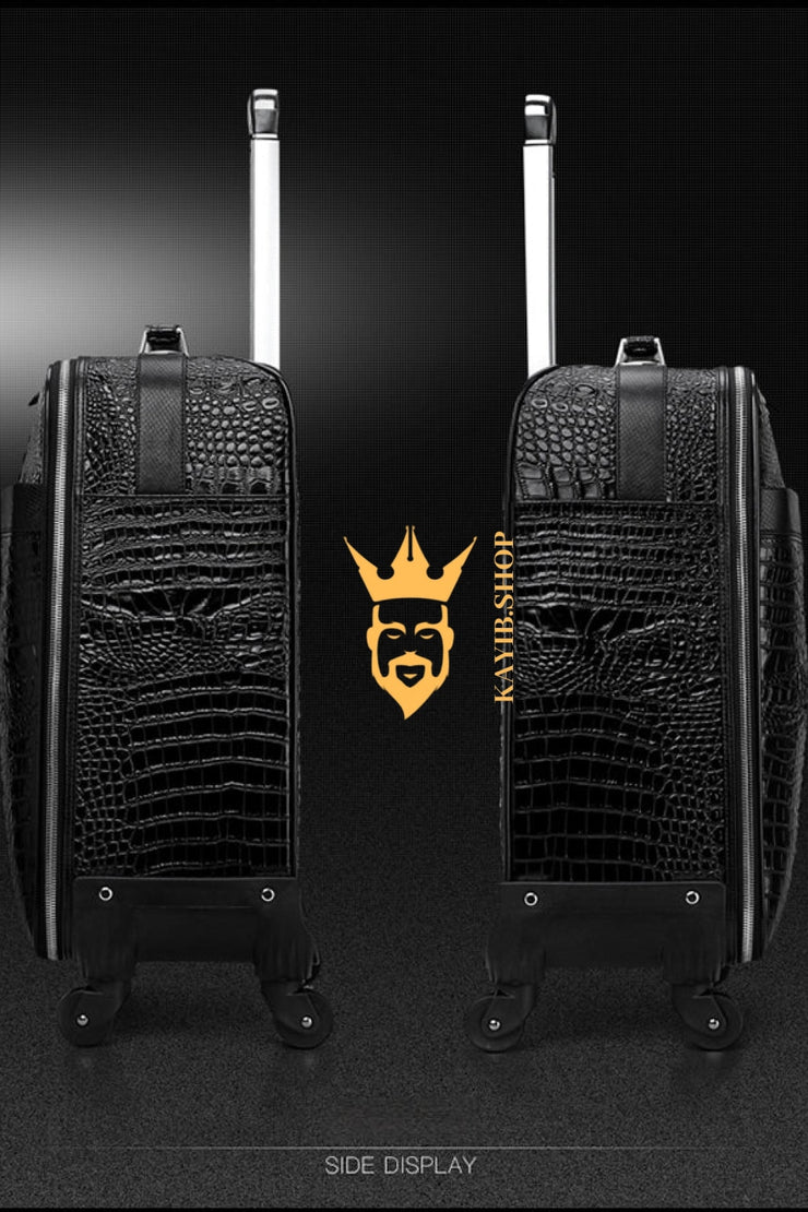 Premium Genuine Leather Crocodile Pattern Travel Luggage Set | Durable Trolley Suitcase & Handbag Backpack | Luxury First-Layer Cowhide | Spacious & Stylish - kayibstrore