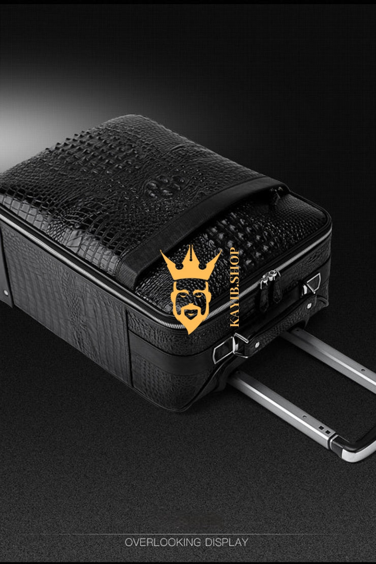 Premium Genuine Leather Crocodile Pattern Travel Luggage Set | Durable Trolley Suitcase & Handbag Backpack | Luxury First-Layer Cowhide | Spacious & Stylish - kayibstrore