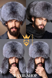 Men's Hat With Earflaps Warm Snow Caps Russian Bomber Cap, 100% Rabbit Fur Hat - kayibstrore