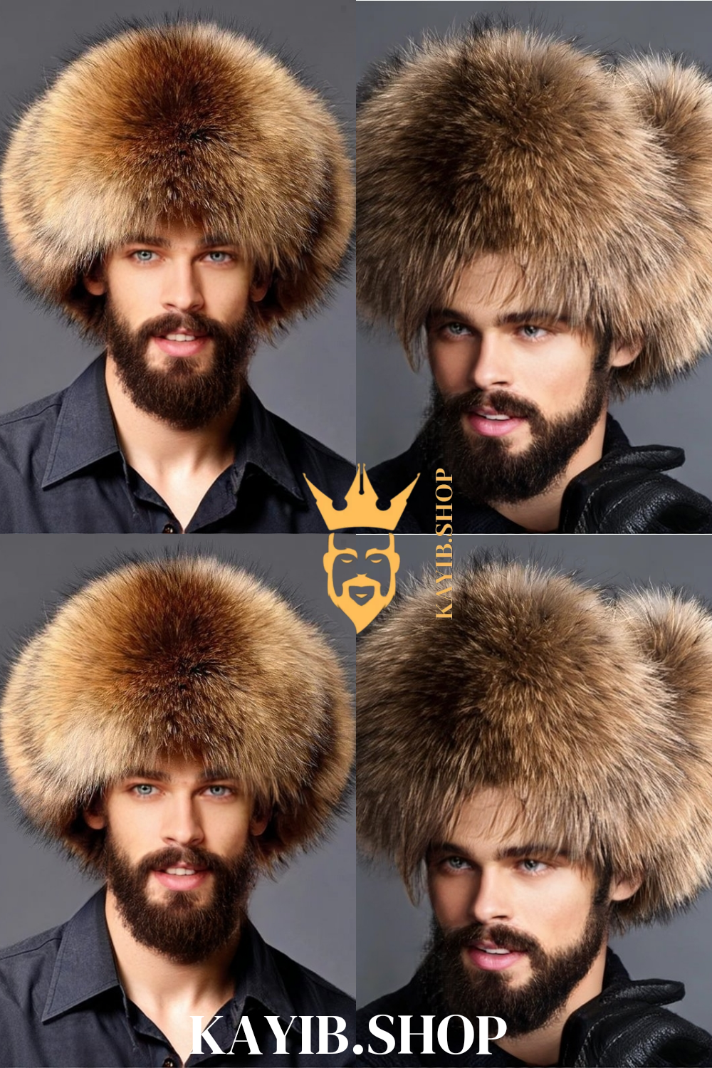 Men's Hat With Earflaps Warm Snow Caps Russian Bomber Cap, 100% Rabbit Fur Hat - kayibstrore