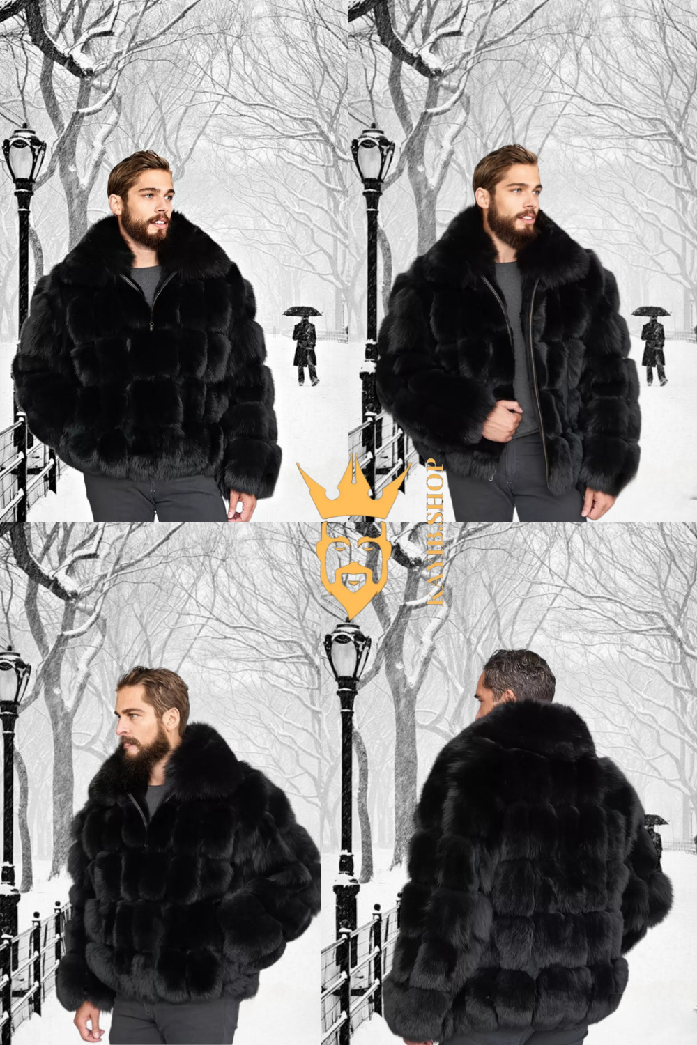 Luxury Black Fox Fur Parka for Men: Embrace Winter in Style - kayibstrore