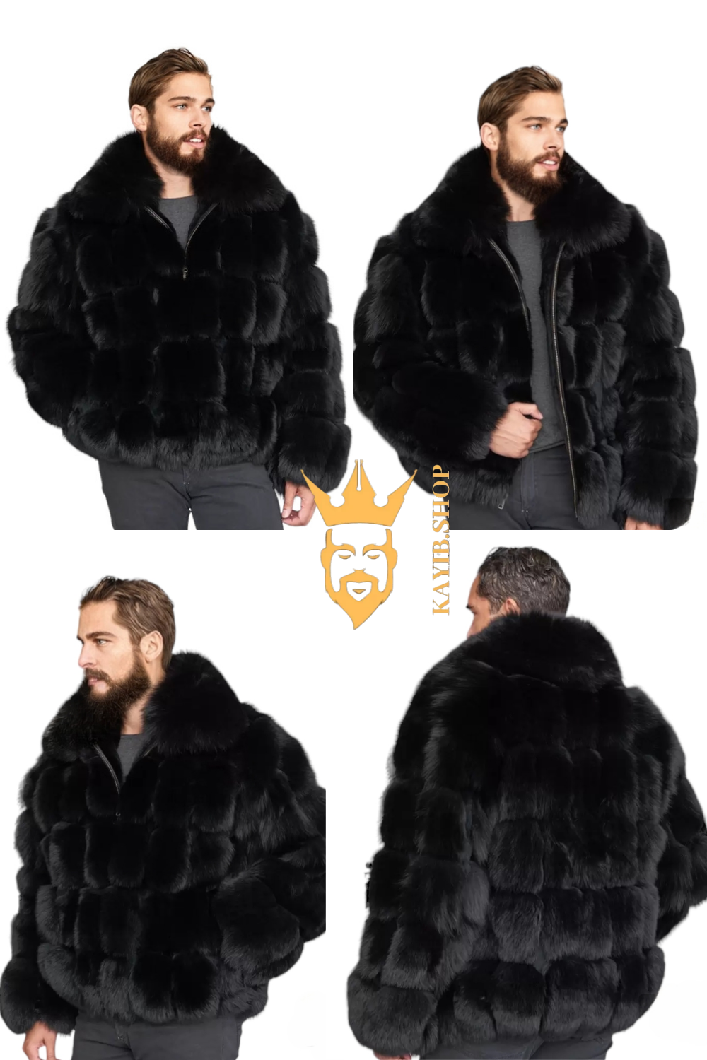 Luxury Black Fox Fur Parka for Men: Embrace Winter in Style - kayibstrore