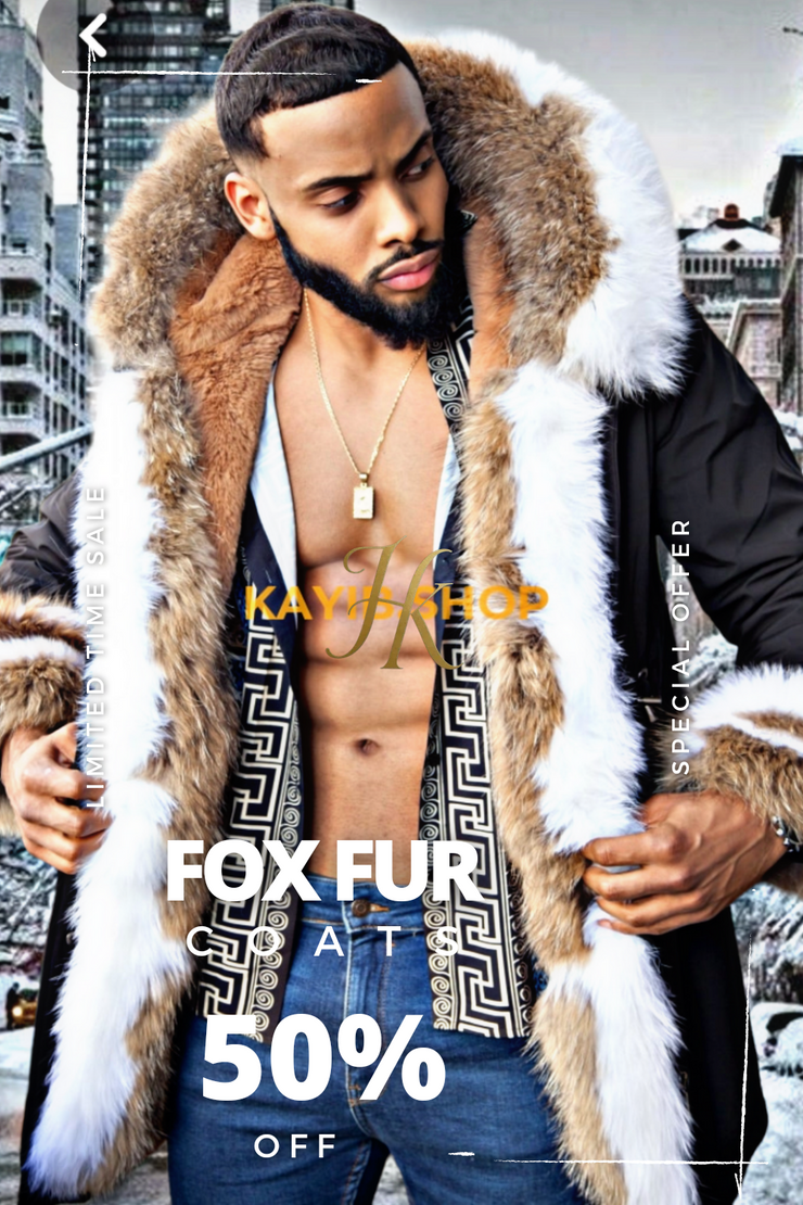 Men s Luxury handmade fox fur Coats Parka Versatile Winter