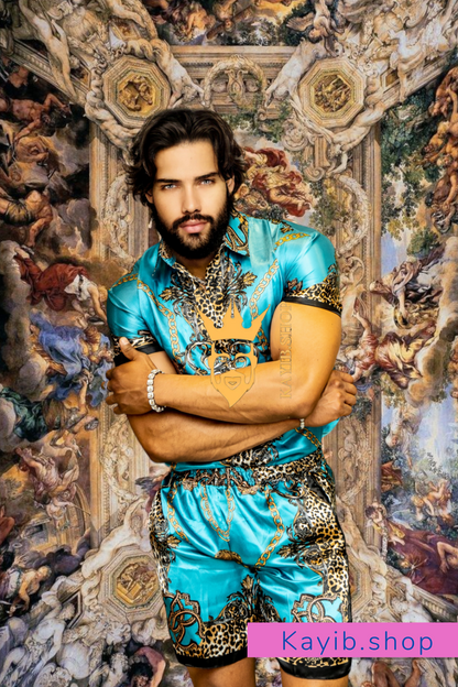 Luxurious Barocco Print Set - The Ultimate Summer Silk Outfit for Men