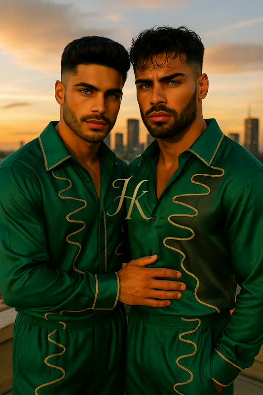 Conjunto de vestido de seda de lujo para hombre rojo