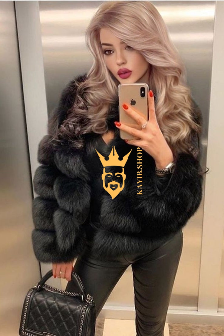 Winter Luxury Raccoon Fur Short Coat - Stay Stylish and Warm with Oversized Sleeves - 100% Real Fur Luxury - kayibstrore