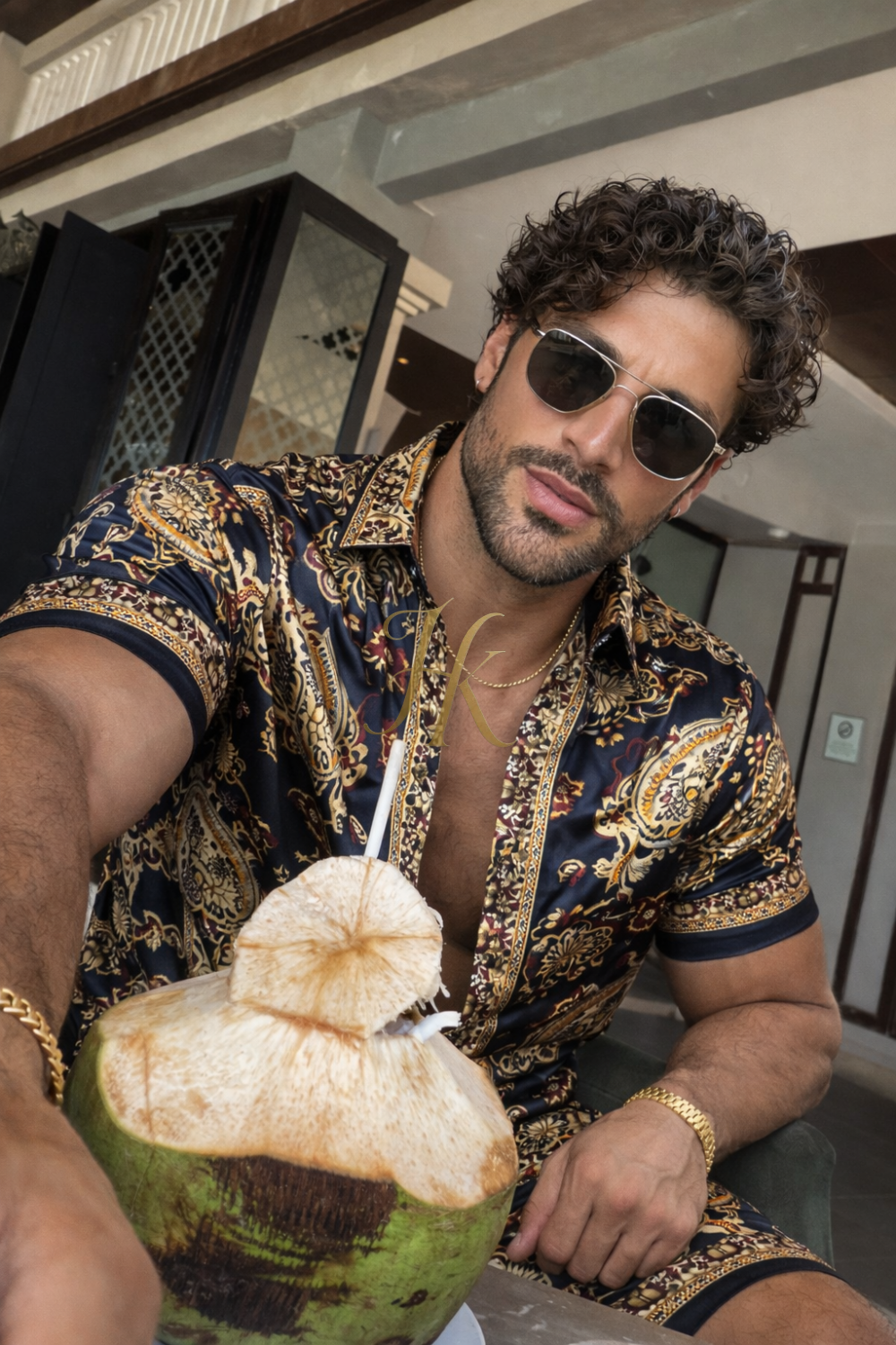 Pure Silk Summer Set for Men – Shirt & Shorts Ensemble - kayibstrore