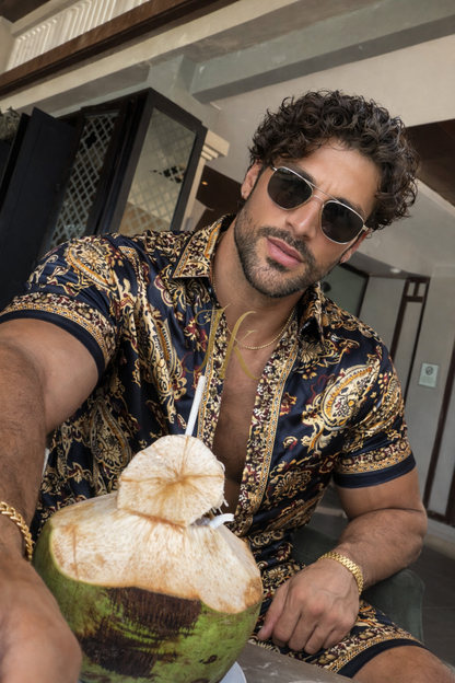 Pure Silk Summer Set for Men – Shirt & Shorts Ensemble - kayibstrore