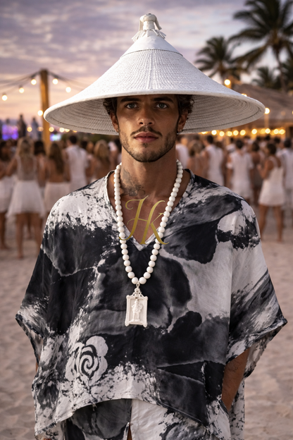 Men’s Refined Silk Ensemble – Long Sleeve Top & Tailored Pants