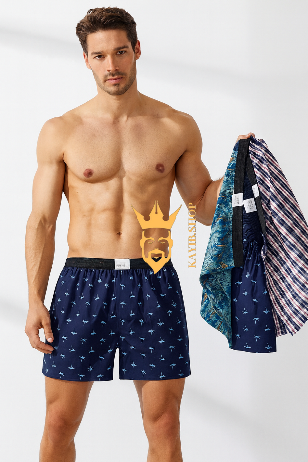 3PCS Cotton Men’s Boxer Shorts – High-Quality College Style Pajama Underwear
