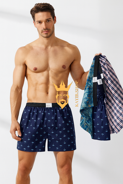 3PCS Cotton Men’s Boxer Shorts – High-Quality College Style Pajama Underwear