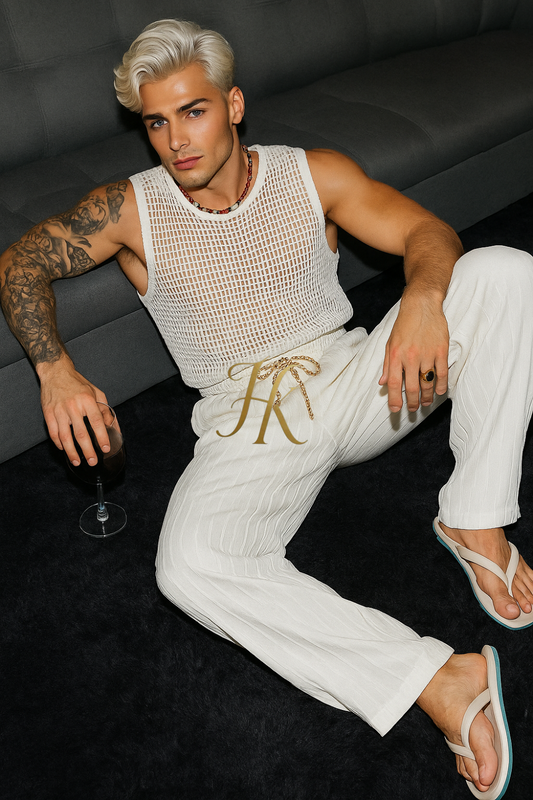Men’s Summer Crochet Set – Cotton Tank Top & Matching Pants
