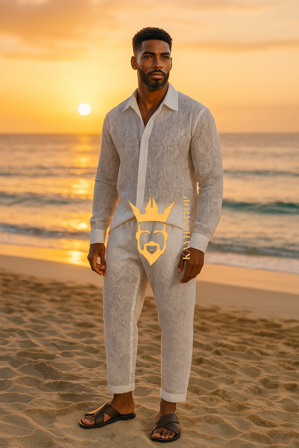 Men’s 2-Piece Outfit Set – Long Sleeve Shirt & Pants in 100% Pure Cotton