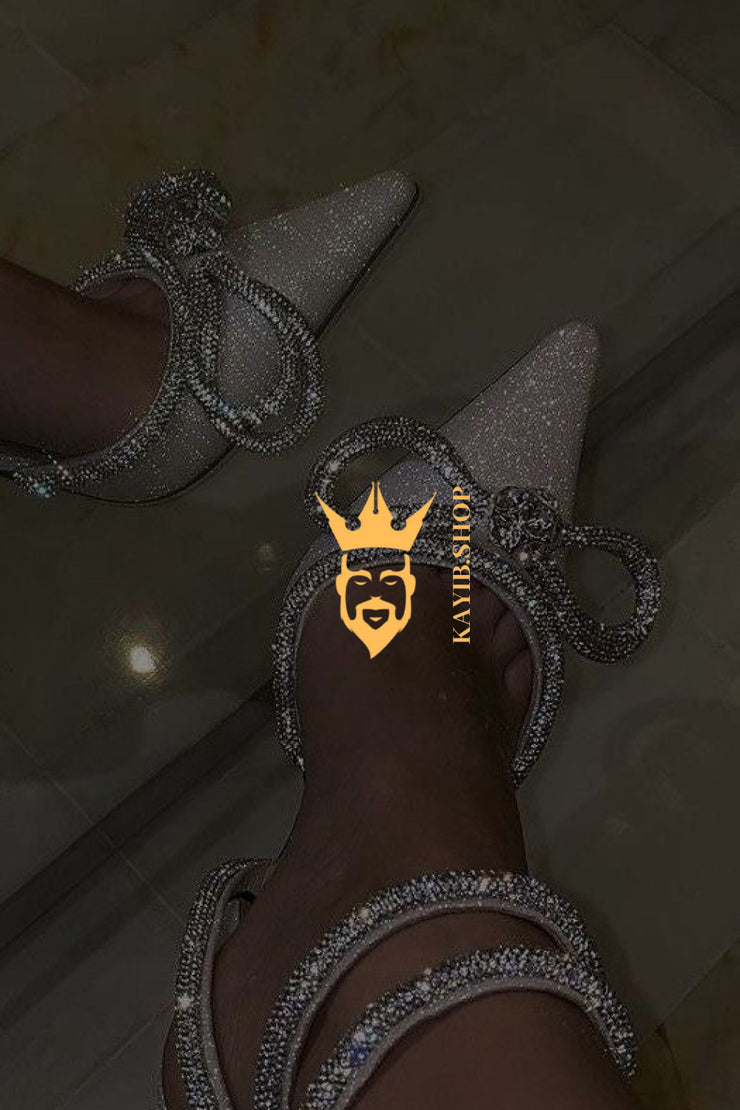 Sparkle and Shine with Glitter Rhinestones Women Pumps - Shop Now for Stunning Crystal Bowknot Heels! - kayibstrore