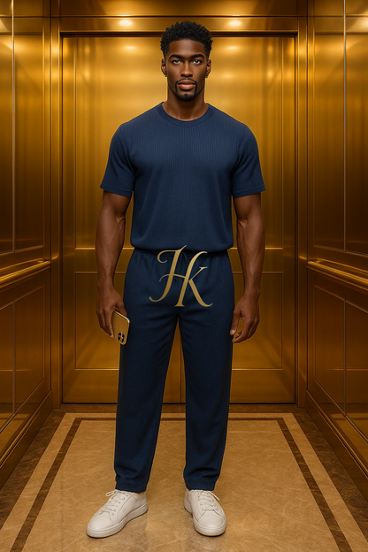 Men’s Summer Cotton Set – T-Shirt & Pants Two-Piece Outfit