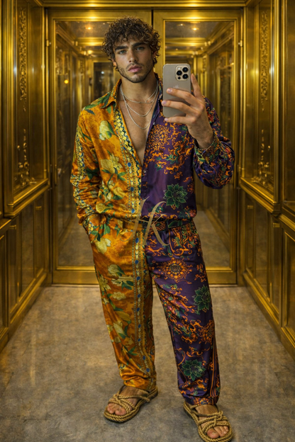 Men’s Silk Resort Set – Refined Shirt & Pants Outfit - kayibstrore