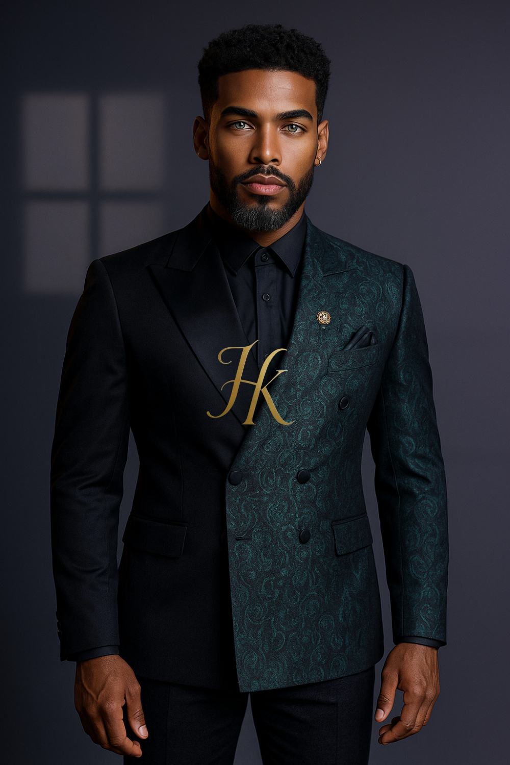 Elegant Jacquard Men’s Suit – 2 Piece Double-Breasted Slim Fit Tuxedo for Wedding & Formal Events