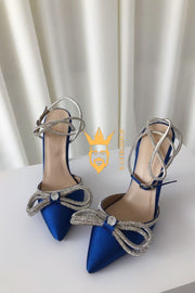 Sparkle and Shine with Glitter Rhinestones Women Pumps - Shop Now for Stunning Crystal Bowknot Heels! - kayibstrore