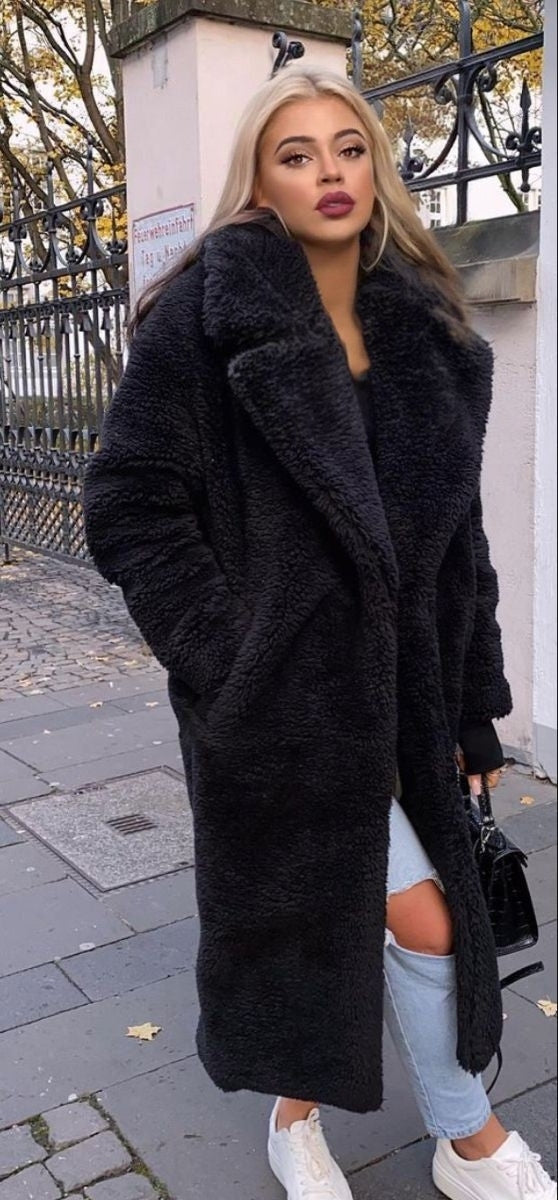 Luxury Teddy genuine wool sheepskin Luxury Coat - Stay Warm and Stylish in this Ethically Produced Fur Coat couple goals - kayibstrore
