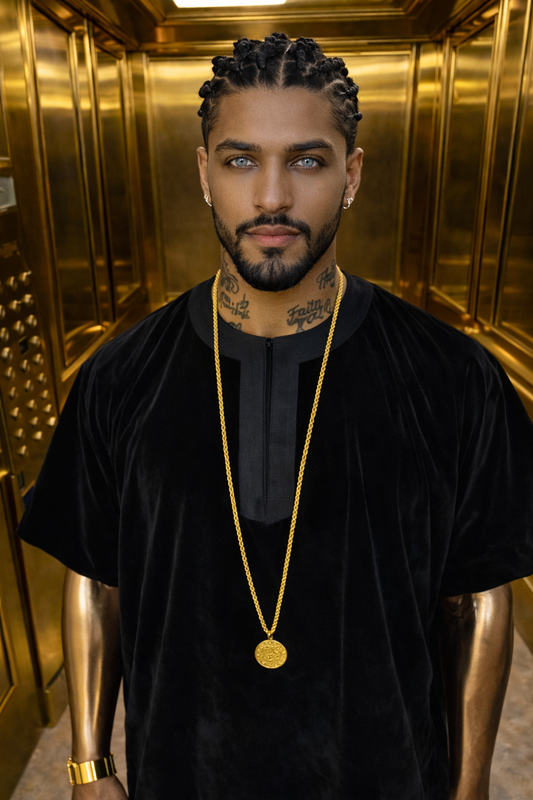 Luxury Men's Velvet Dashiki Set | Kaftan African Shirt & Pants | Regal Dashiki Menswear