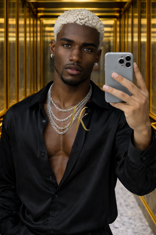 Men’s Luxury Silk Set – Long Sleeve Shirt & Matching Pants