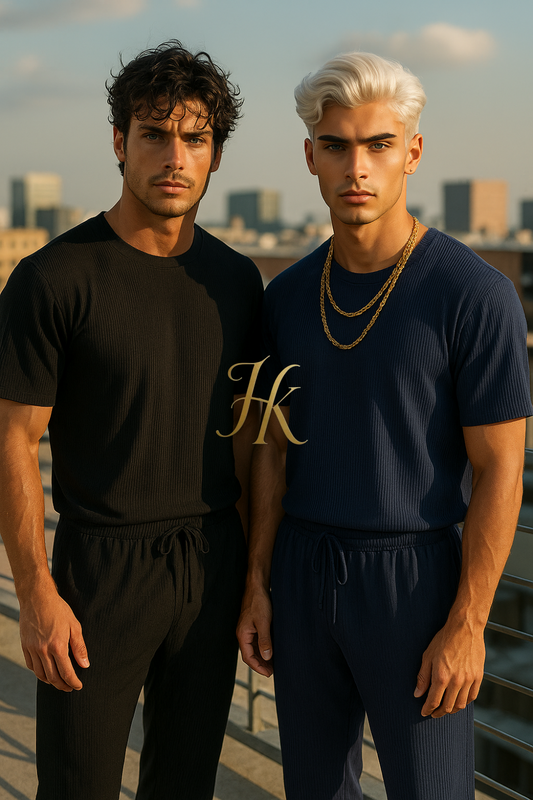 Men’s Summer Cotton Set – T-Shirt & Pants Two-Piece Outfit