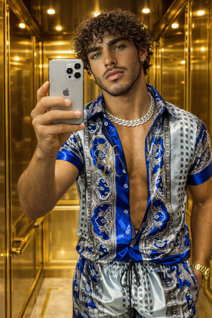 Pure Silk Satin Set – Men’s Shirt & Shorts (Limited Edition)