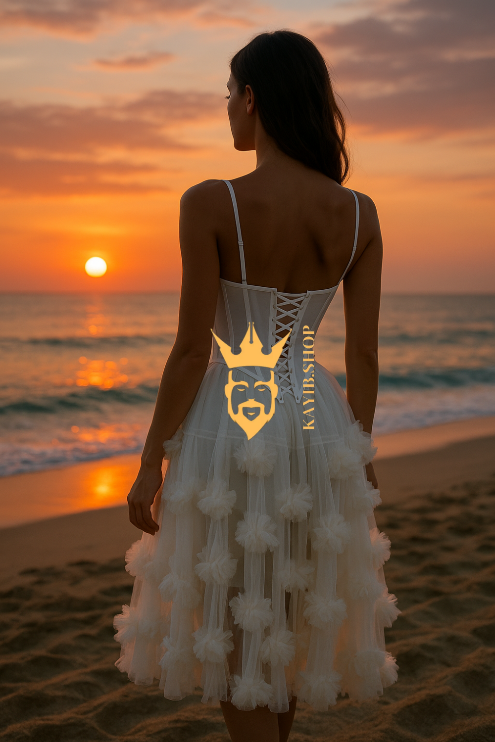 Women’s 2-Piece Dress Set – Irregular Crop Top & Maxi Ball Gown Skirt