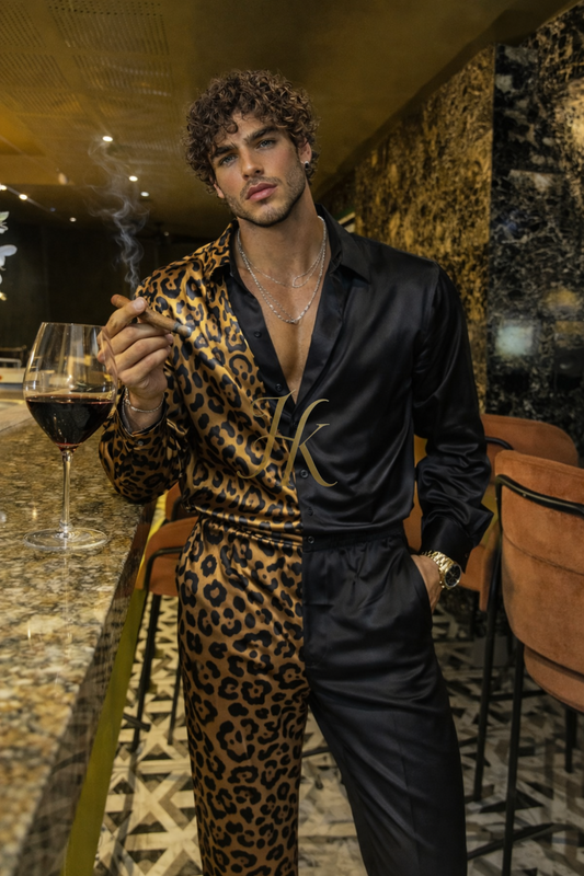 Premium Silk Outfit – Luxury Shirt with Wide-Leg Pants - kayibstrore