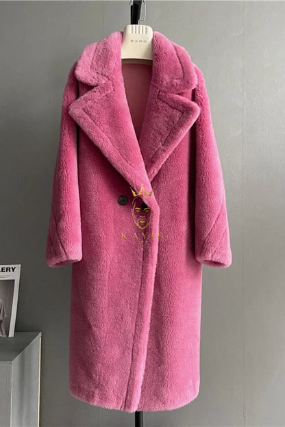 Luxury Teddy genuine wool sheepskin Luxury Coat - Stay Warm and Stylish in this Ethically Produced Fur Coat couple goals - kayibstrore