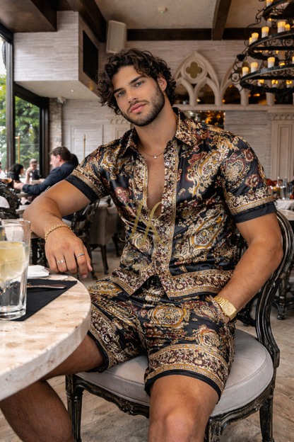 Men’s Luxury Silk Short Set – Effortless Summer Elegance - kayibstrore