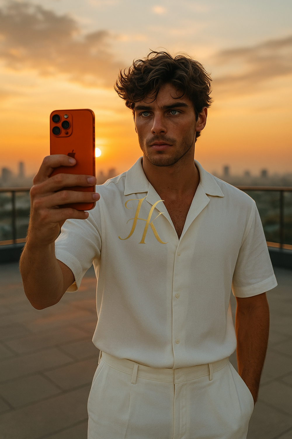 Men’s Cotton Outfit Set – Short Sleeve Shirt & Pants Two-Piece