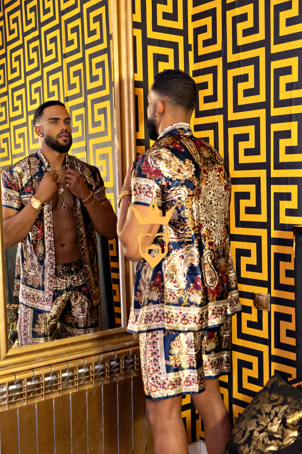 Men’s Luxury Silk Set – 100% Pure Mulberry Silk Shirt & Shorts | Limited Edition Outfit - kayibstrore