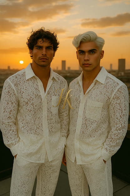 Conjunto de vestido de seda de lujo para hombre rojo