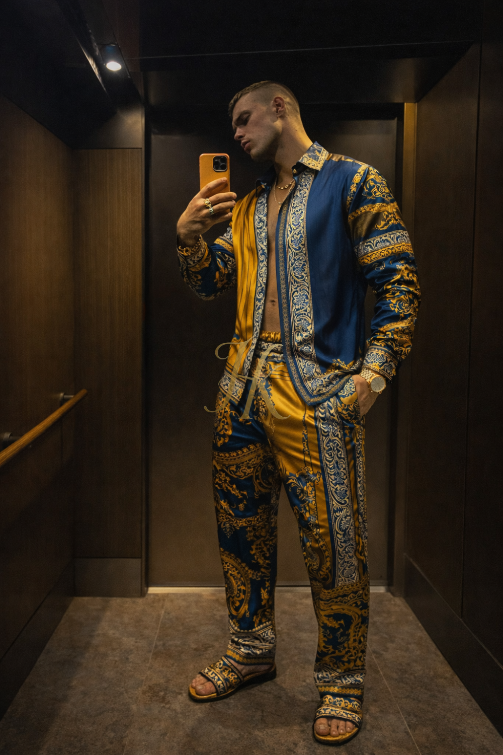 Mediterranean Silk Set – Men’s Luxury Shirt & Pants Ensemble - kayibstrore