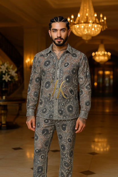 Conjunto de vestido de seda de lujo para hombre rojo
