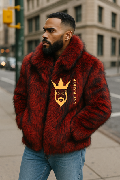 Red Luxurious Fox Fur Coats for Men