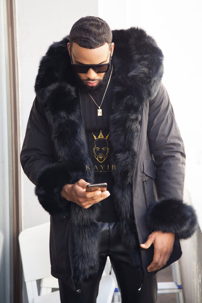 Premium Men's Fur Parka - Versatile, Handmade, and Waterproof