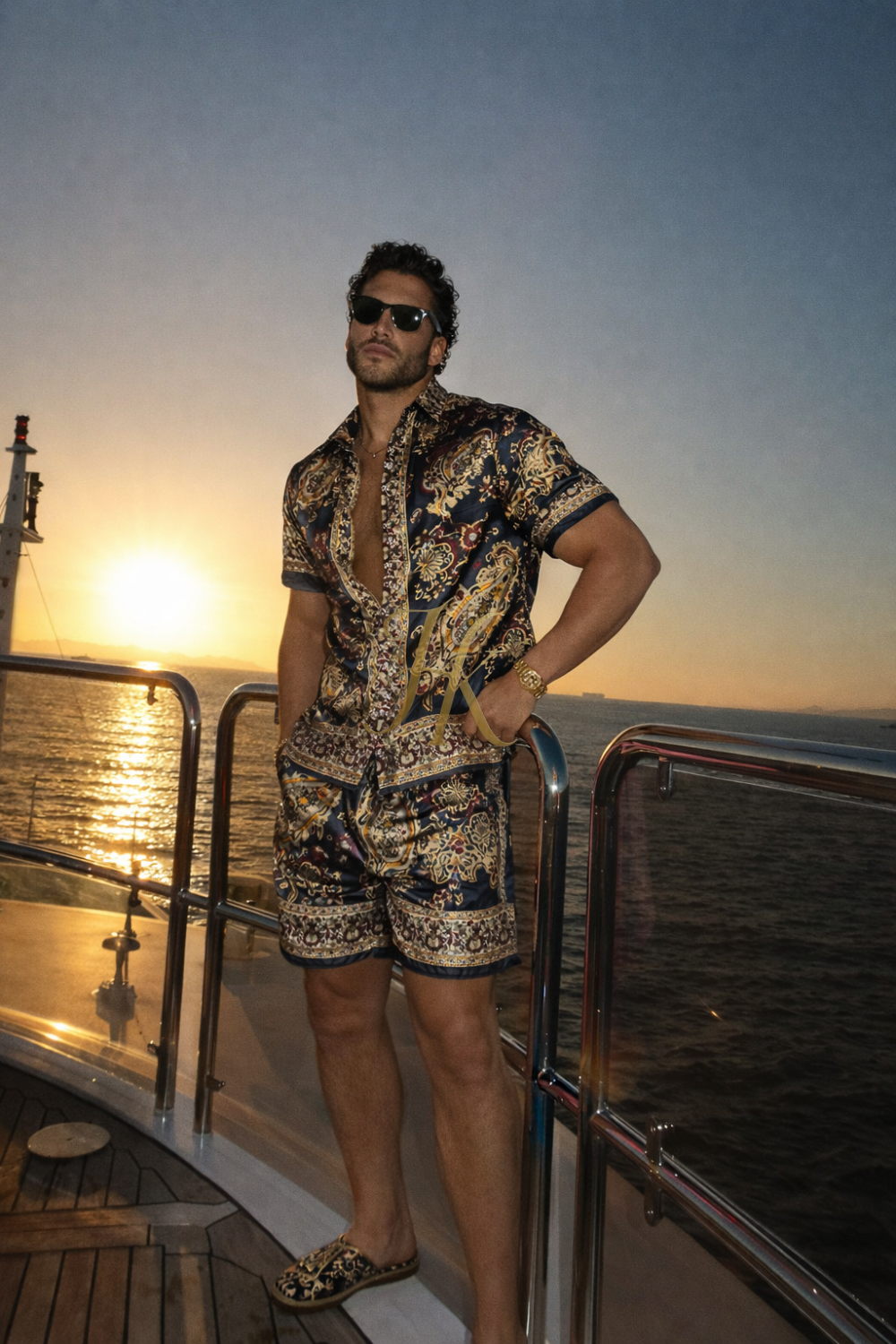 Men’s Luxury Silk Short Set – Effortless Summer Elegance - kayibstrore
