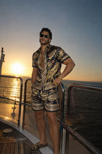 Men’s Luxury Silk Short Set – Effortless Summer Elegance - kayibstrore