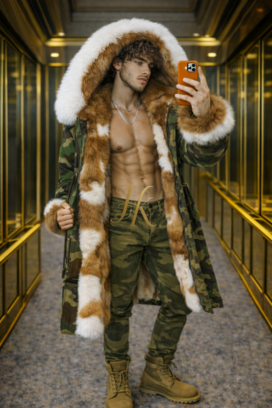 Men’s Luxury Fur Hood Parka – Waterproof Long Coat with Genuine Fox Fur Lining